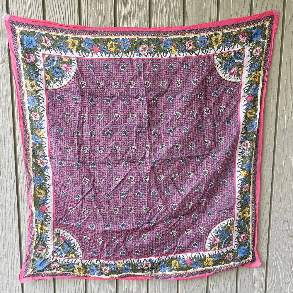 Floral Pink and Blue Women's Scarf